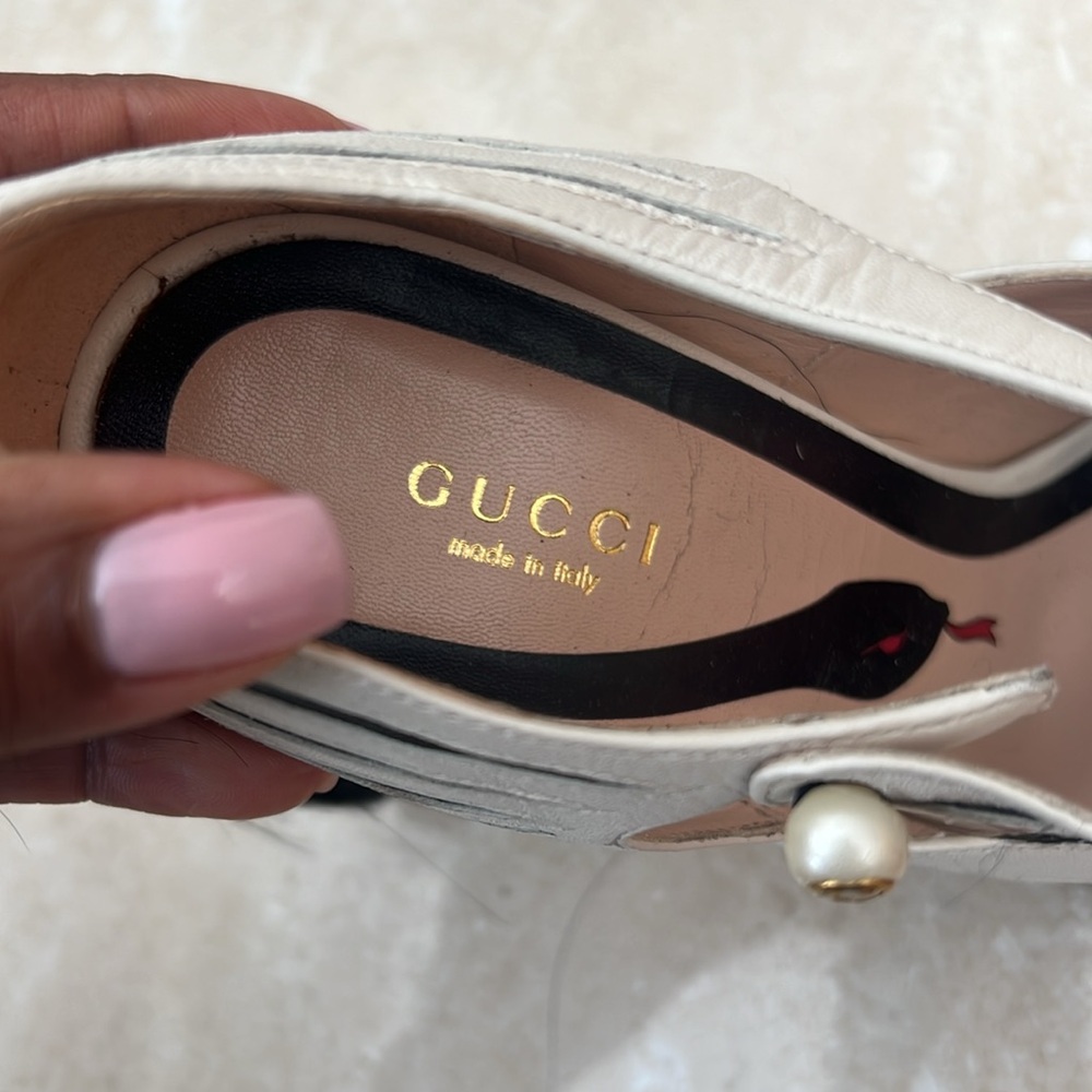 Gucci Black and White Zebra-Stripe Mary Jane Heel with Tail Detail - Picture 8 of 14